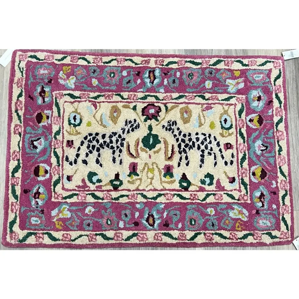 Anthropologie Parcie Hand Tufted Wool Blend Leopards Rug, 2x3
